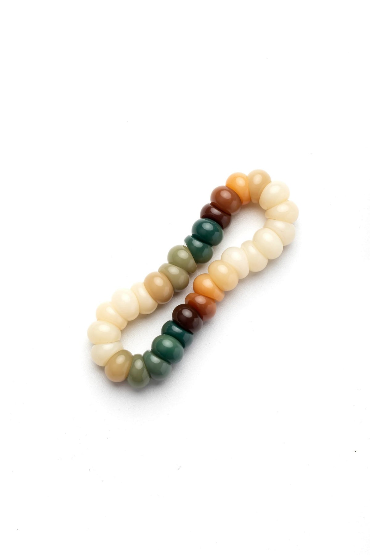 Multicolored beaded bracelet on a white background